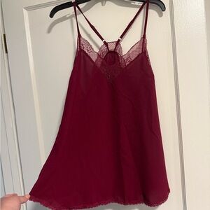 Lace-Trim Burgundy Camisole Top